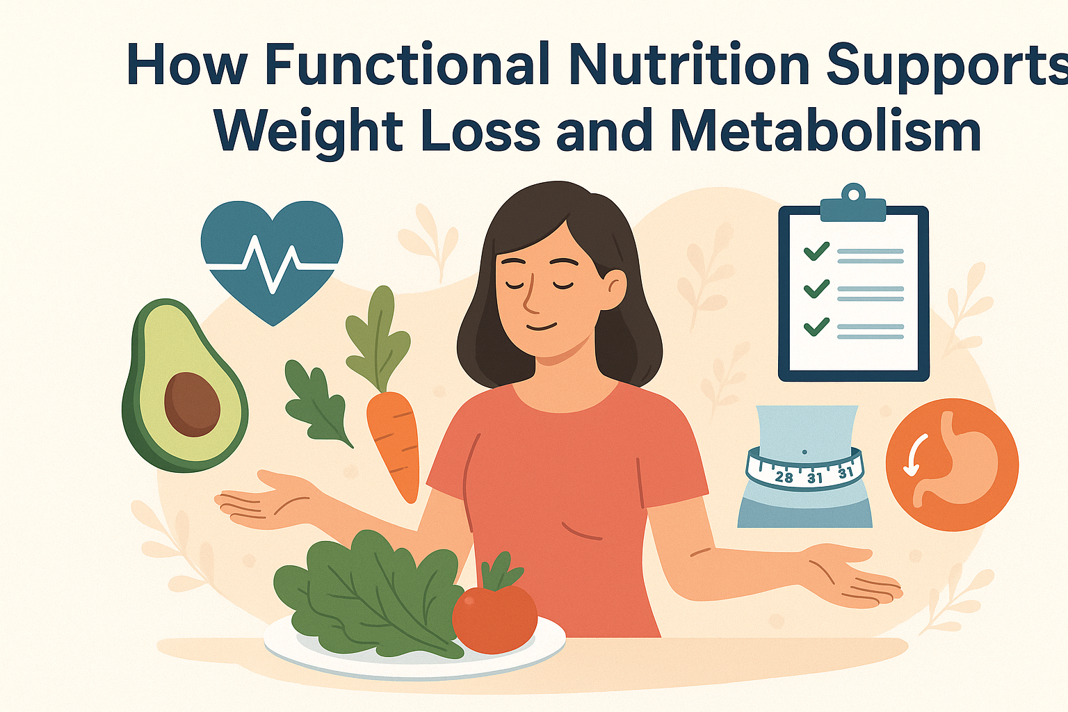 Graphic showing how functional nutrition supports weight loss and metabolism